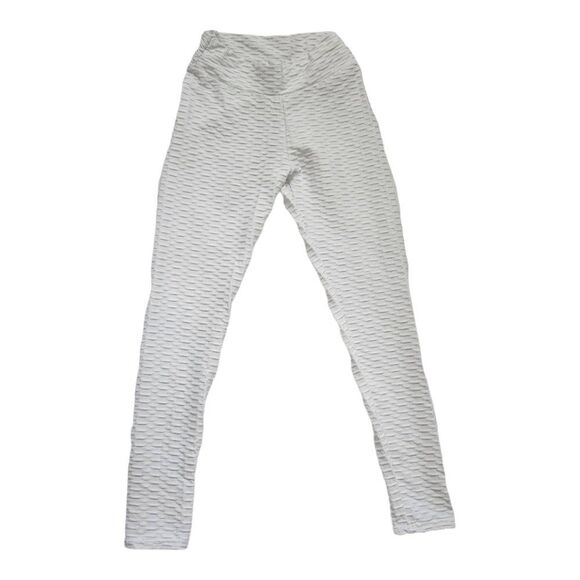 Ladies White Textured Booty Boosting Leggings - Size Medium - Picture 1 of 4